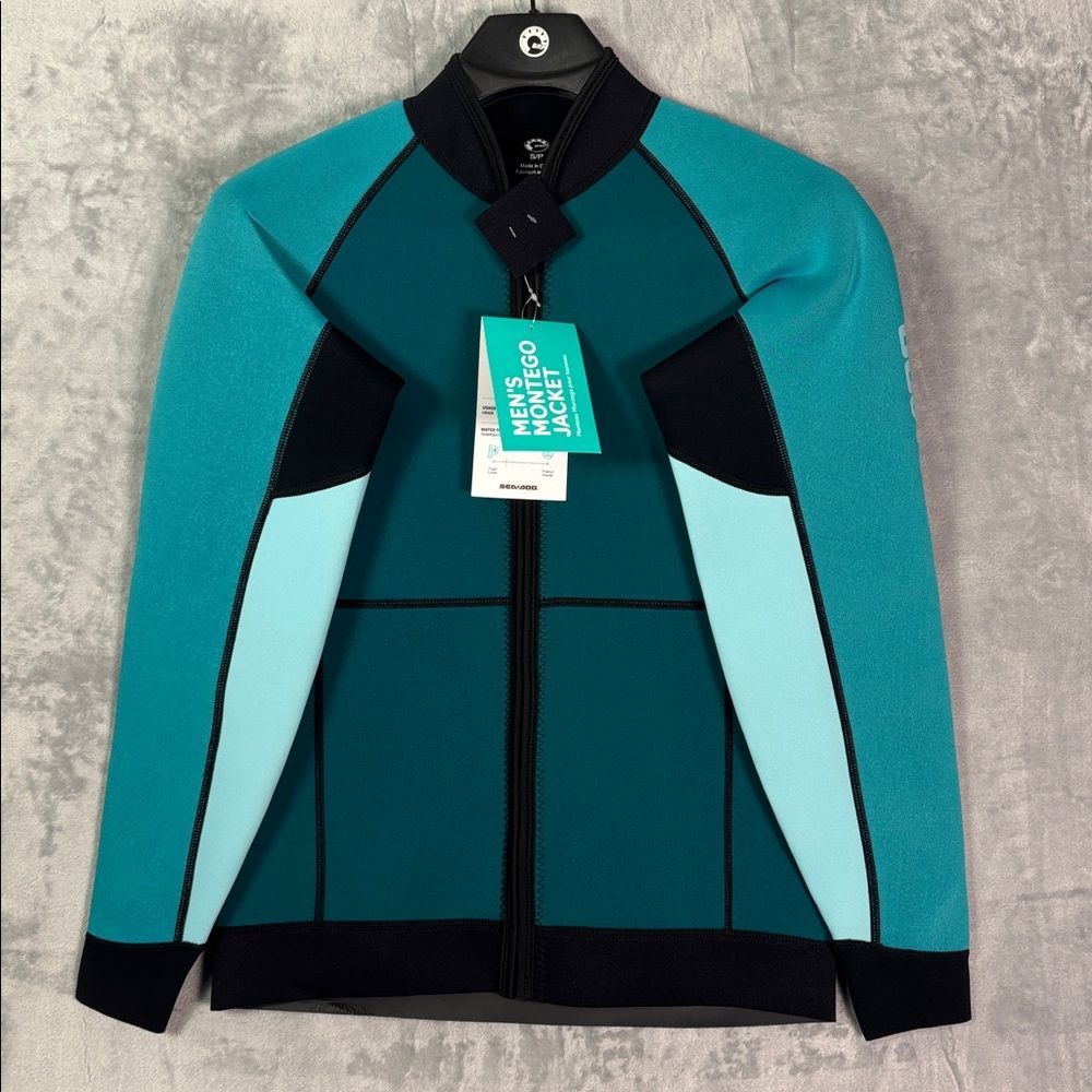 NWT BRP Seadoo Wet Suit 3mm Neoprene UV Protect Teal Full Zip Jacket Size Small